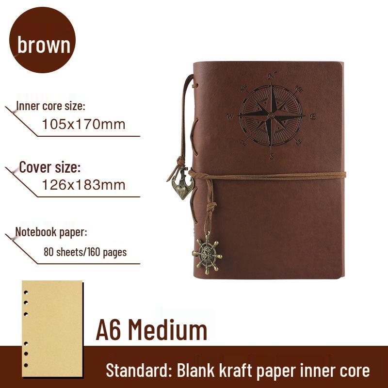 Korean Retro Loose-leaf Notebook: Creative Travel Diary with Pirate Ship Design