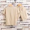2 Pcs/Set Men T-shirt Shorts Set Solid Color Elastic Waist Loose V Neck Drawstring Homewear Deep Crotch Plus Size Casual Summer