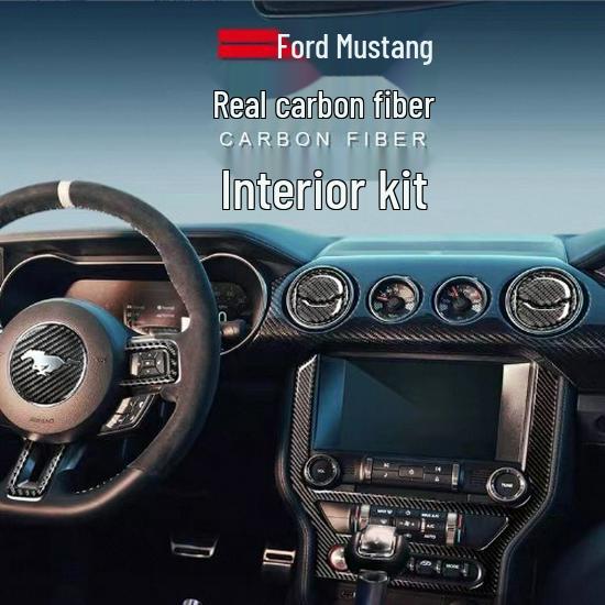 Ford Mustang Kohlefaser Interieur Zierleisten-Set: Konsole, Lenkrad, Schalthebel, Lüftungsdüse