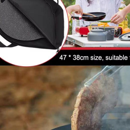 Baking Pan Storage Bag with Handle Wear-Resistant Skillet Bag Waterproof Camping Cookware Organizer Outdoor BBQ Tool for Kitchen