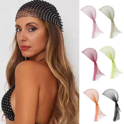Strass Pirathatt Elastisk Snood Halsduk Mössa Maskeradboll Cosplay Evenemang Mesh Ihålig Huvudduk