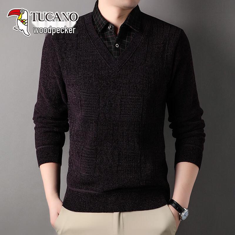Tucano Men s Faux Two-Piece Chenille Knit Sweater 5XL