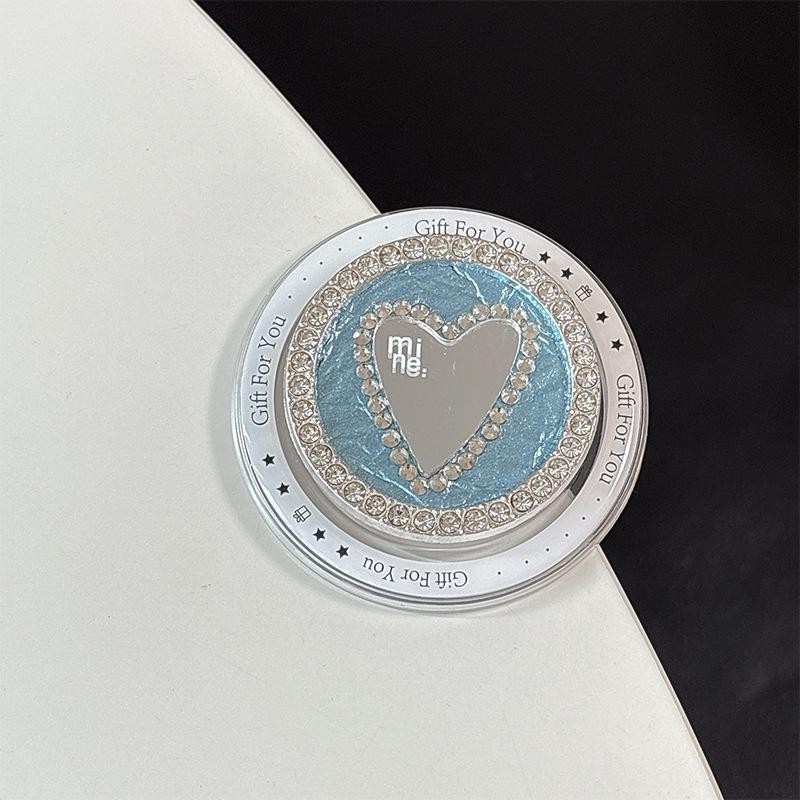 Leather Heart-Shaped Magnetic Phone Holder & Mirror with Finger Ring