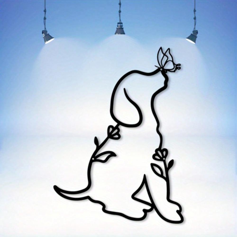 Metall Hund Wandkunst Skulptur Rostbeständig Heimdekoration Wohnzimmer Geschenk