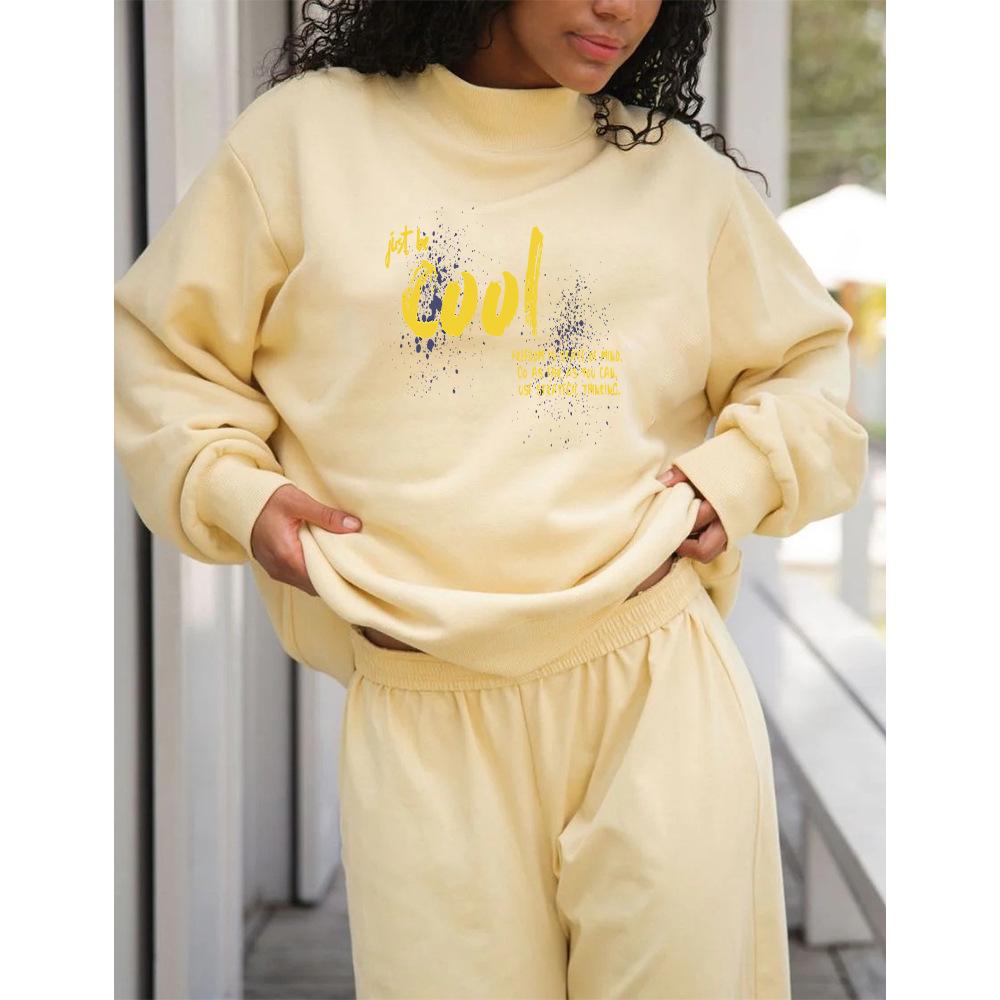 European Heavyweight Women's High Neck Loose Hoodie - Autumn Collection