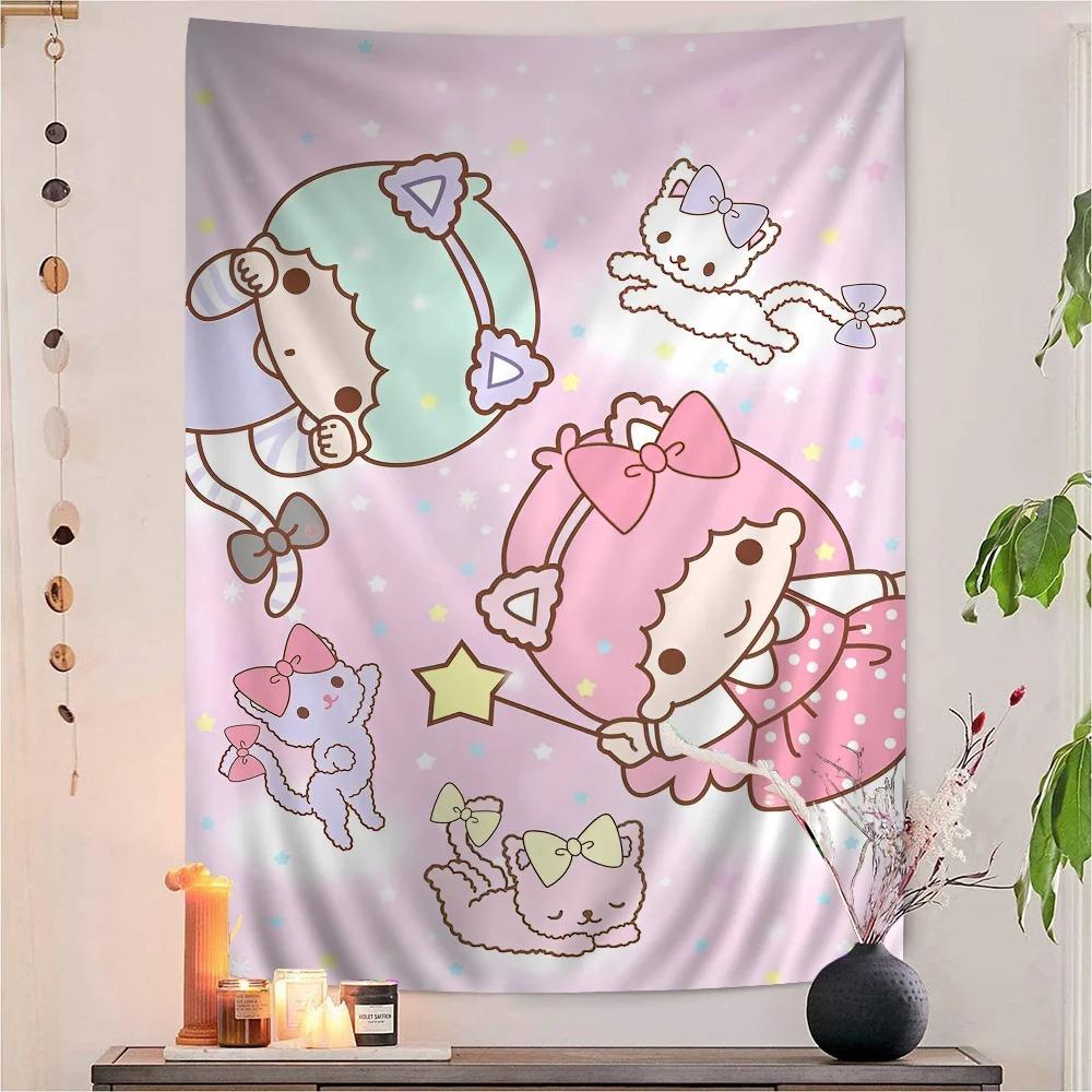 

Sanrio Gemini Twin Stars Красочный Гобелен Настенный Подвесной Хиппи Цветочный Настенный Ковер Декор Стены Комнаты в Общежитии Kawaii Декор Комнаты 74x94cm(29x37in)