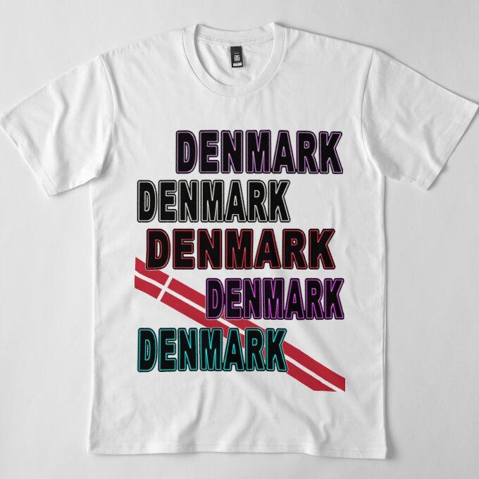 Buy Men Premium Cotton TShirt Denmark Fan 80s Neon Effect Print Tees Funny Harajuku Style