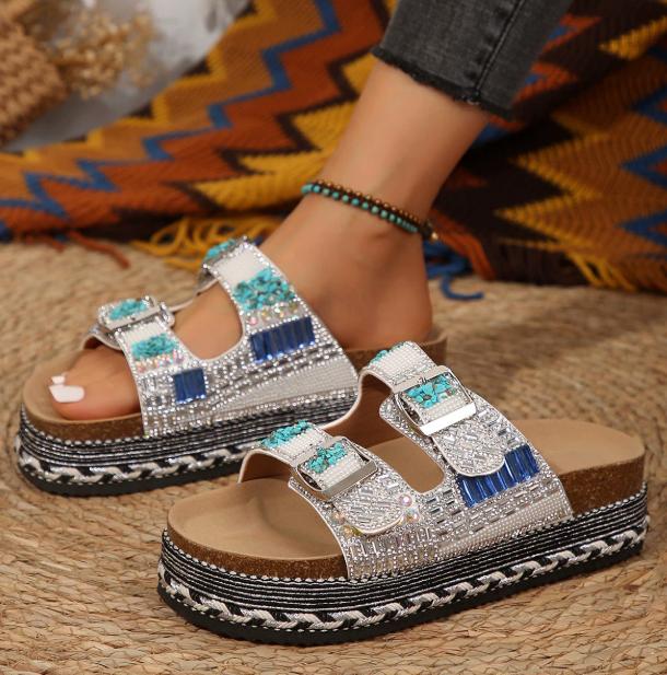 Fashion Women's Thick-soled Flip Flops Outdoor Beach Slippers Summer Glitter Sports Shoes Women's Sandals New Fashion Home Shoes