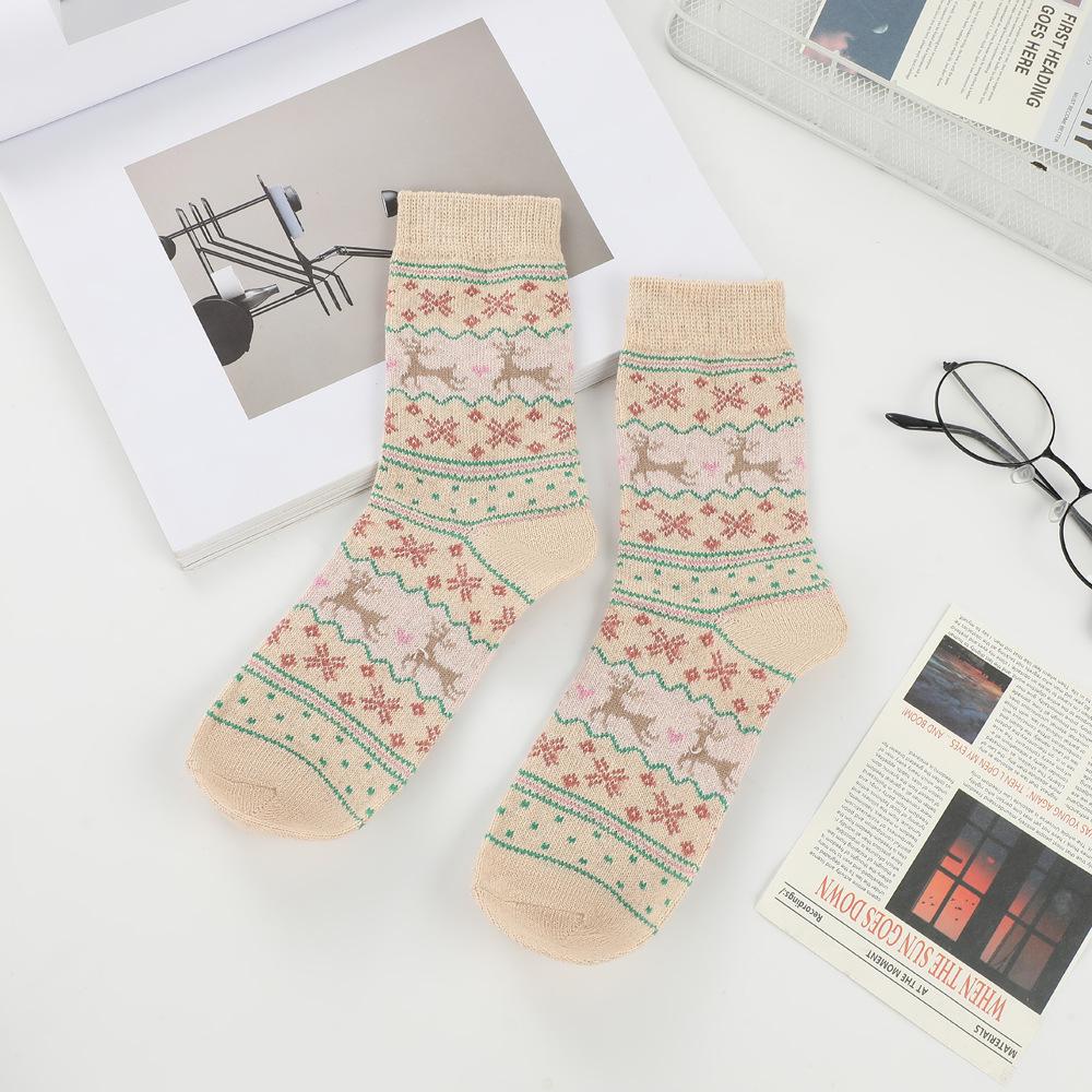 Christmas Socks For Women, Mid-calf Socks, Cute Retro Cloth Socks, Thickened Sleep Socks.