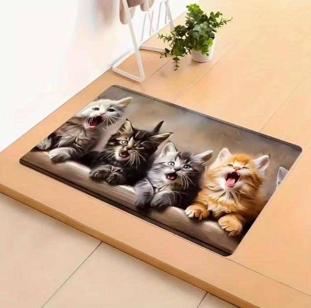 Black Cat Printed Kitchen Floor Mat Suitable for Kitchen Living Room Porch Balcony and Home Decoration Kitchen Floor Mat