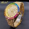 Montre Homme Luxe Grande Marque MISSFOX 18k Gold Diamond Watch For Men Stylish Geneva Unisex Timepieces Waterproof
