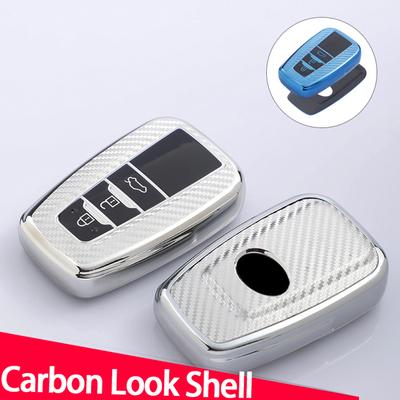 TPU Carbon Pattern Car Remote Key Cover Case Holder For Toyota CHR Prado 2017 2018 Prius Camry Corolla RAV4 2017-20 Accessories