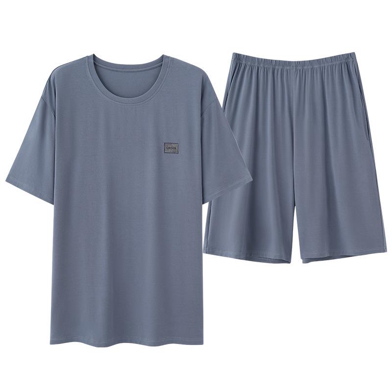 Men's Plus Size Summer Modal Short Sleeve Pajamas Set with Shorts