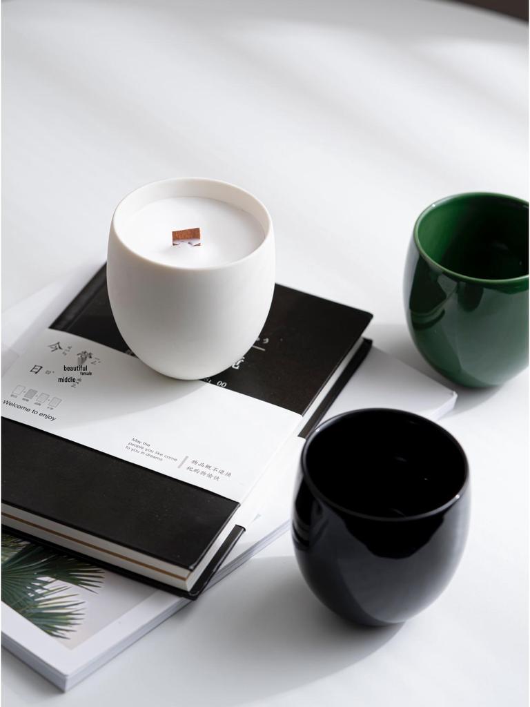 Easywin Glossy Ceramic Candle Holder - Minimalist Scented Soy Wax Ornaments