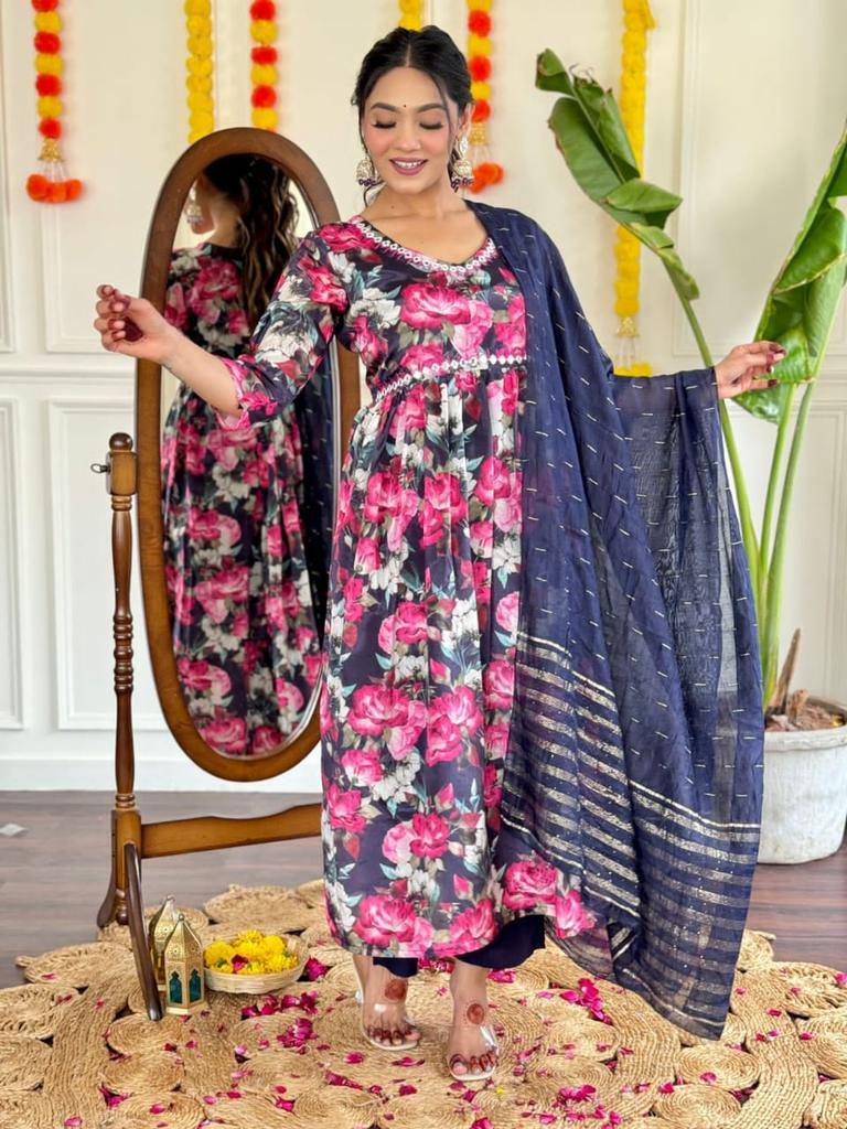 Party Wear Anarkali Salwar Suit Kurti Indian Women Designer Kurta Pant Dupatta Set Dress