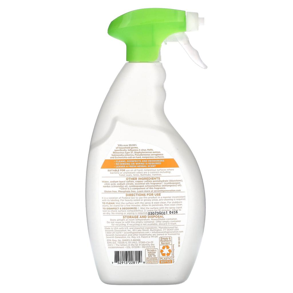 Disinfecting Bathroom Cleaner, Lemongrass Citrus, 768Ml(26Fl Oz)