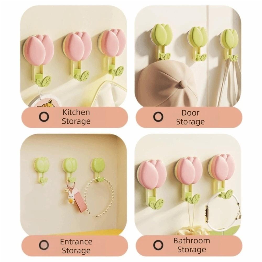 Abnehmbare Tulpen-Saugnapfhaken Kunststoff-Handtuchhalter Dopamin-Vakuum-Saughaken Badezimmer