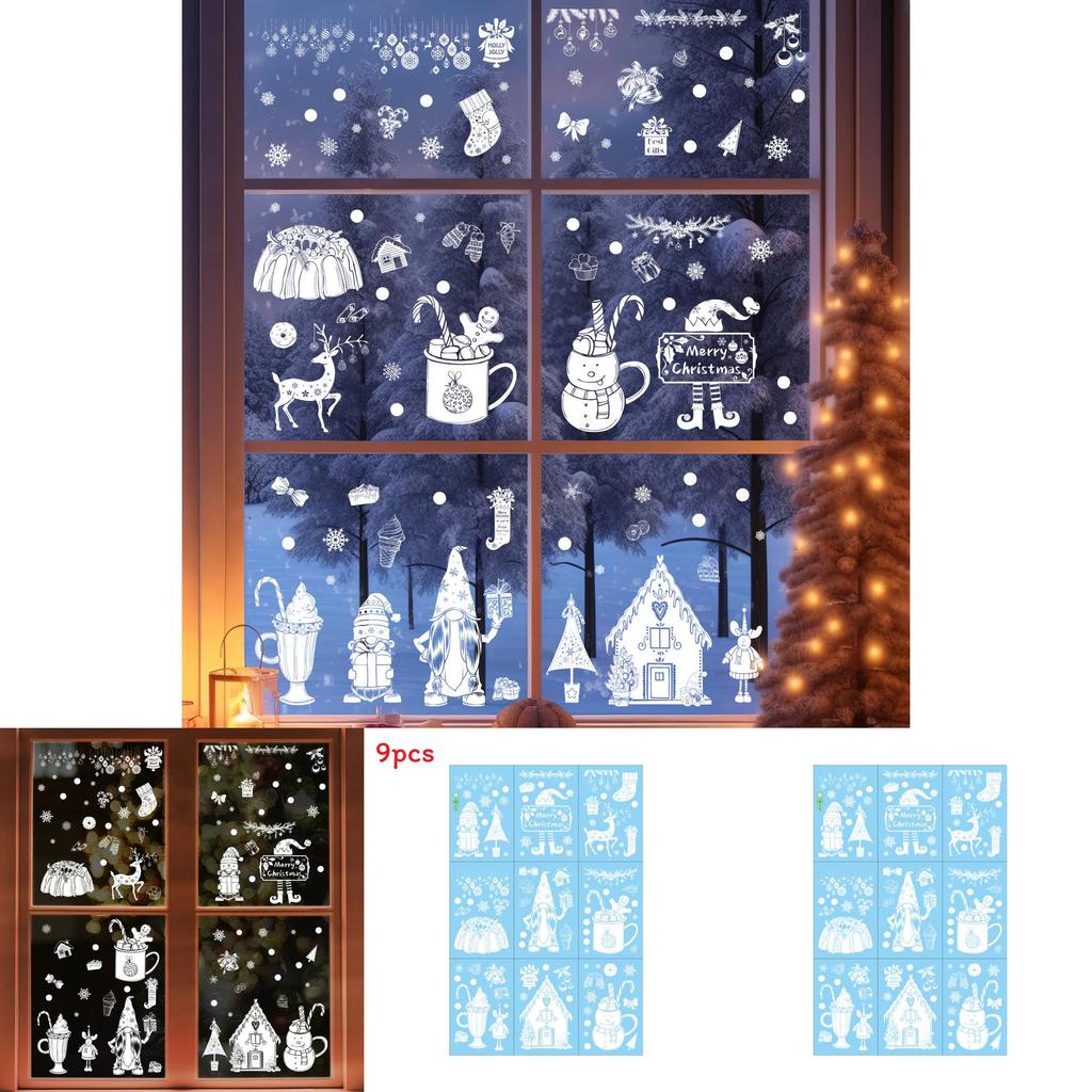 Christmas Snowflake Reindeer Window Sticker With Static Glass Decals For Holiday Decor