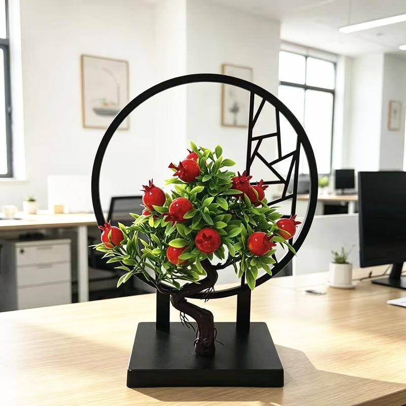 New Chinese Style Screen Divider With Small Fruit Faux Plants For Home Decor And Gifts