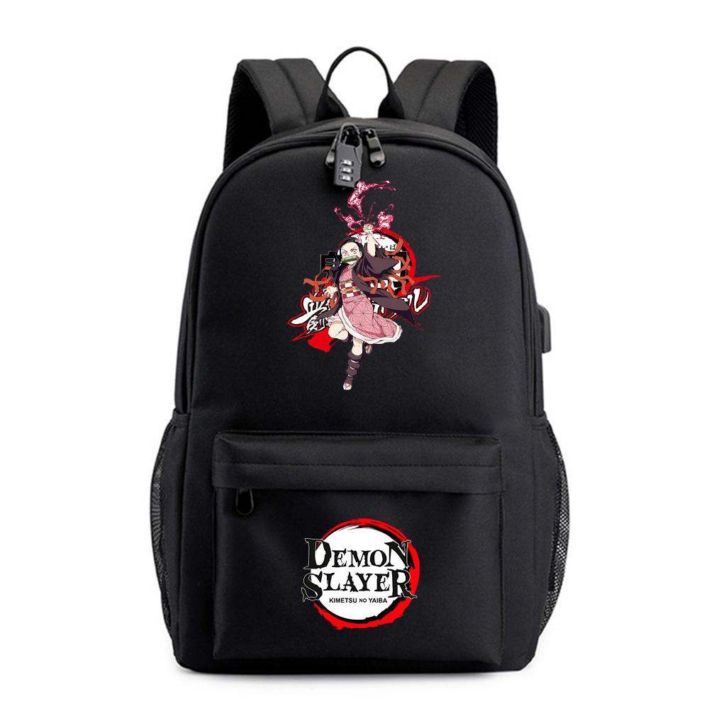 Anime Demon Slayer Printed Backpack for Teenager Student Bookbag Schoolbag Women Large Capacity Waterproof Travel Bag