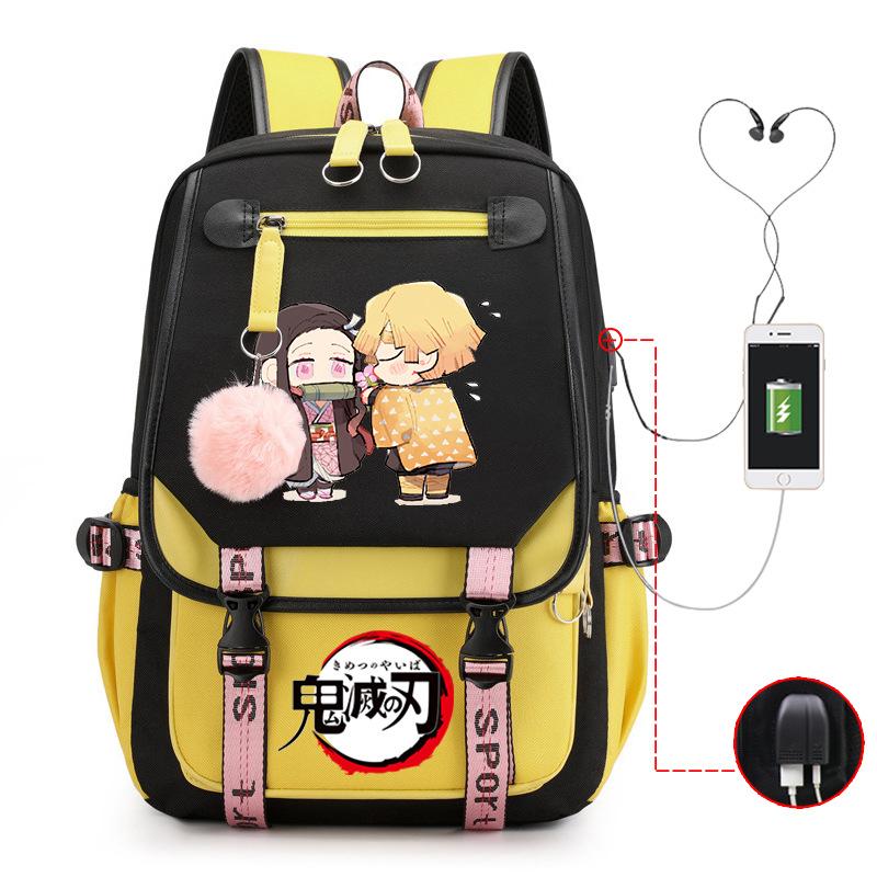Ghost Annihilation Blade Grade 3-6 Junior High School Student High School Student School Bag Strap USB Multifunctional Backpack