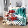 1pc Starfish Printing Lightweight Flannel Blanket, Comfortable and Warm Blanket, for Camping Sofa Bed and Couch Office, Suitable for Gift Bla