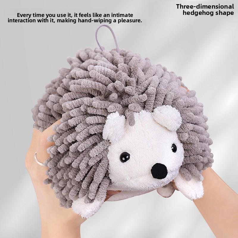 Cartoon Hedgehog Plush Hand Towel With Absorbent Fabric For Kids And Adults