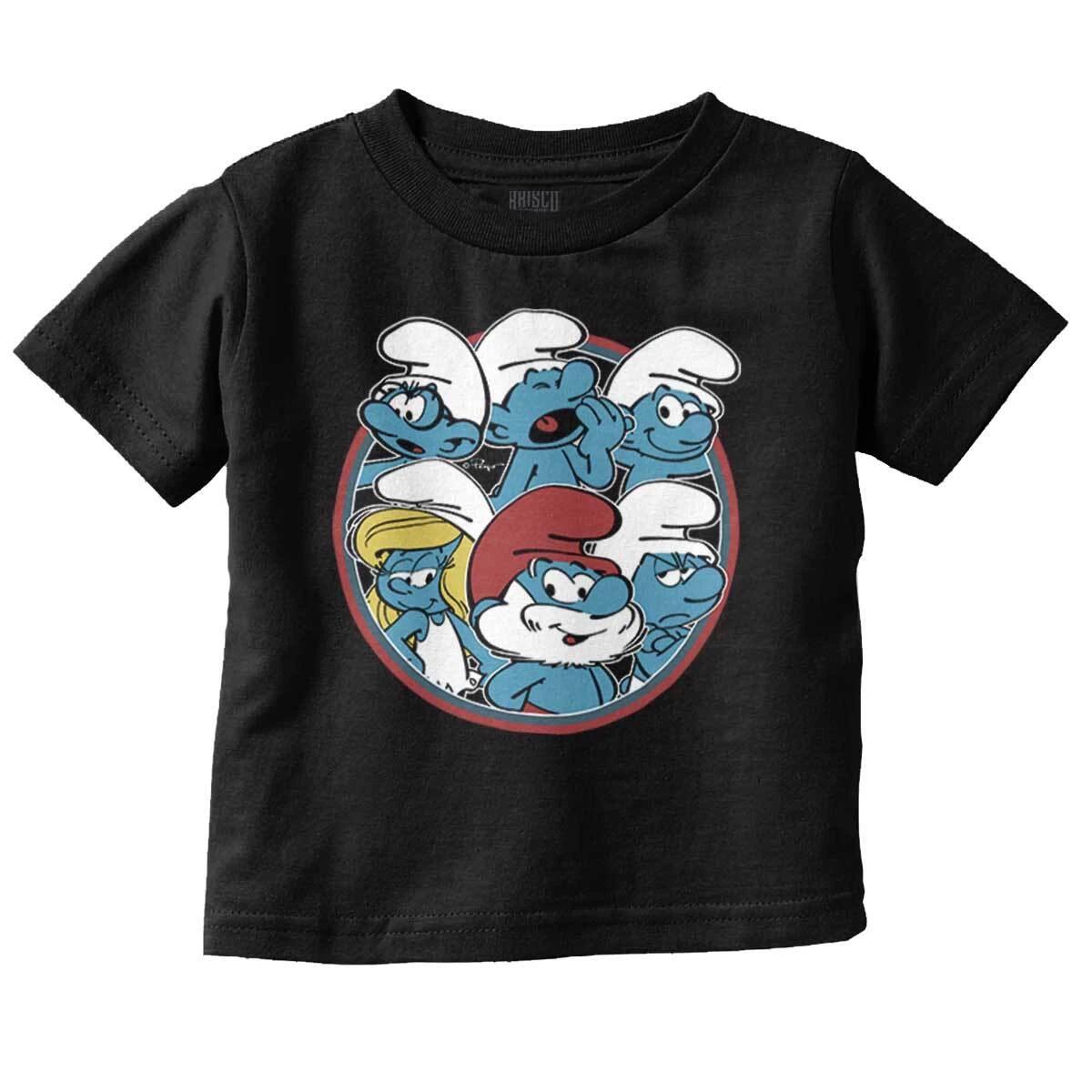 Vintage Retro The Smurfs Cartoon Characters Toddler Boy Girl Youth T Shirt Tee XXXL