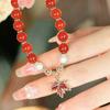 Vintage Red Charm korálkový náramek pro ženy Dívky Světlý Luxusní Červený Přívěsek s javorovým listem Náramek Šperky Doplňky Dárek