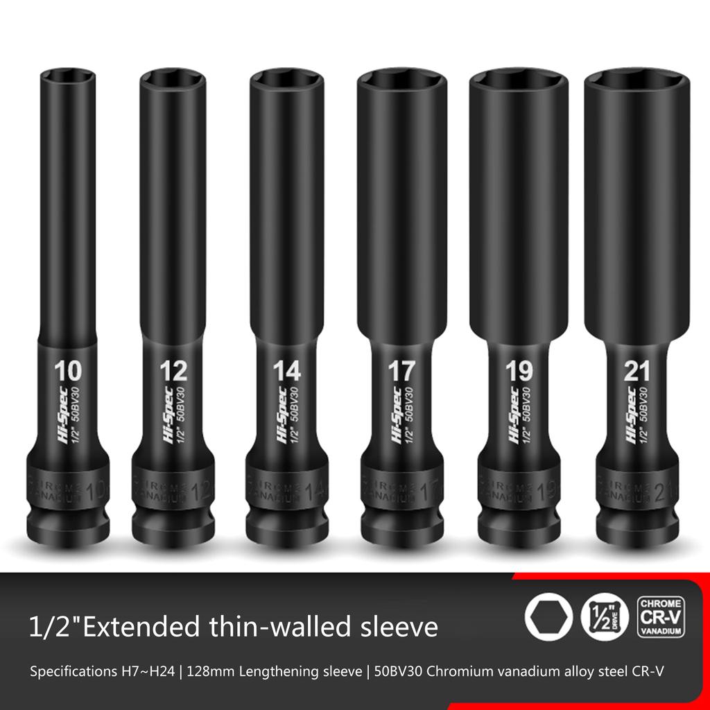 Adaptateur Douille à Choc 1/2 Pouce Écrou Douilles Métriques Extension Tige Hexagonale Pour Manche d'Outil Tournevis Adaptateur Clé 7-24 mm