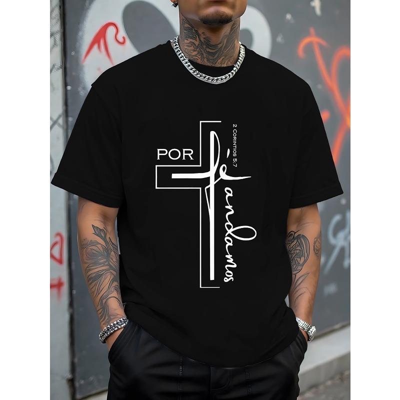 

Men s T-Shirt - Casual Comfort, Breathable Short Sleeve Tee, Suitable for Summer Outdoor, Sports, and Casual Wear, Letter, Pattern, Novel Design 4XL чорний