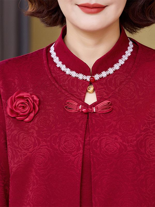 2026 Spring Autumn Elegant Beaded Mother of the Bride Wedding Banquet Dress Set