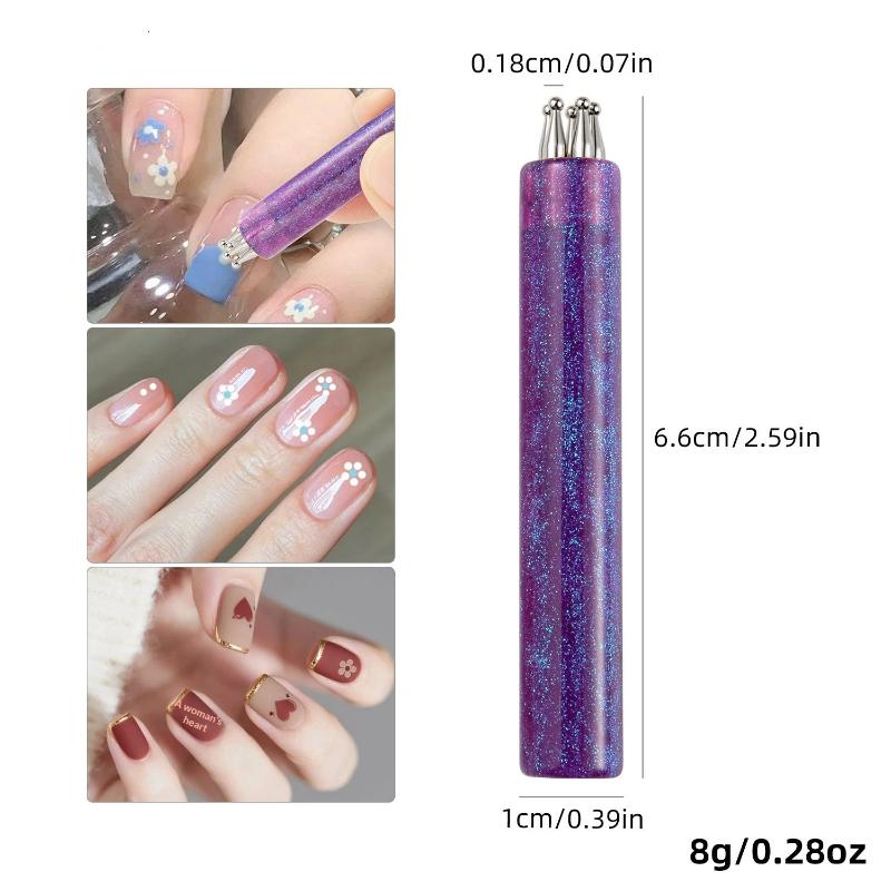 

Nail Art Design Tip Painting Carving Dotting Pen Stainless Steel Bristles Starry Sky Handle Nail Art Dotting Tools фіолетовий
