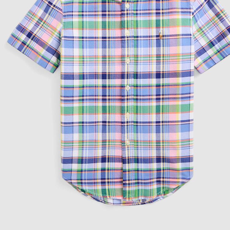 Polo Ralph Lauren Color Block Plaid Logo Embroidered Button-Down Short Sleeve Shirt Kids shirts Multicolor CWPOWOVY6820481-999