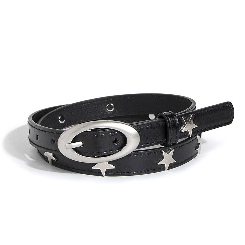 Punk Star Belt Metal Vintage Gothic Men Women Y2K Belt Pu Leather Waistband Jeans Pants Decorative Belt