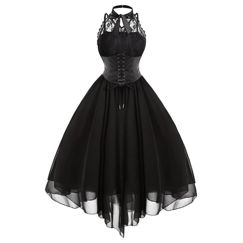 (SU)Women Sexy Lace Dress Vintage Dress Retro Court Princess Sleeveless Mini Dress