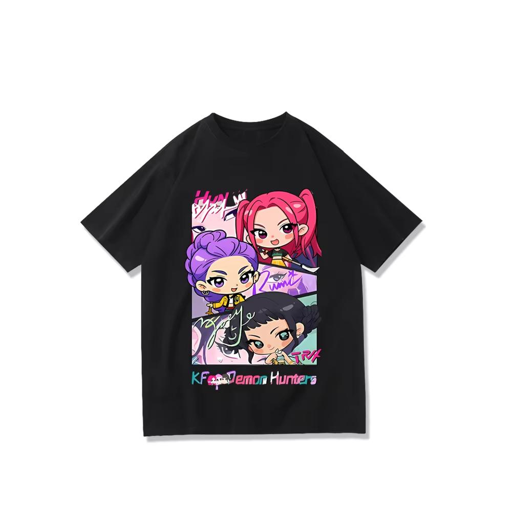 

2025 Movie KPop Demon Hunters T-shirt Summer Short Sleeve Tee for Casual Loose Women and Men Graphic Printed Tops Harajuku 4XL