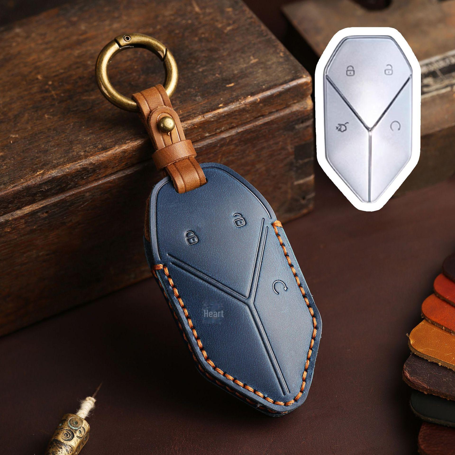 

Чехол для автомобильного ключа Leopard 5 Exploration Edition 2024 года из натуральной кожи синий