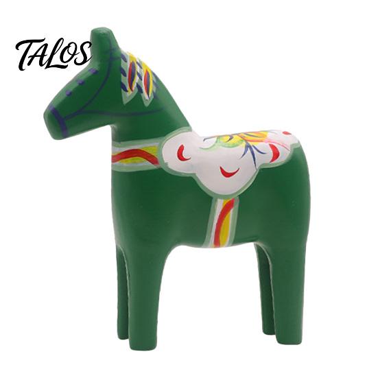 Wooden Dala Horse Decoration Hand Painted Trojan Figurine, Solid Wood Vintage Scandinavian Ornament Statue, Rustic Decorative Tabletop for Home