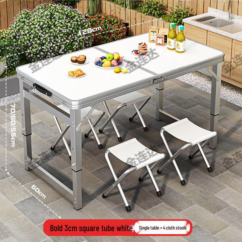 Portable Aluminum Folding Table for Outdoor Dining and Market Stalls - Adjustable and Compact