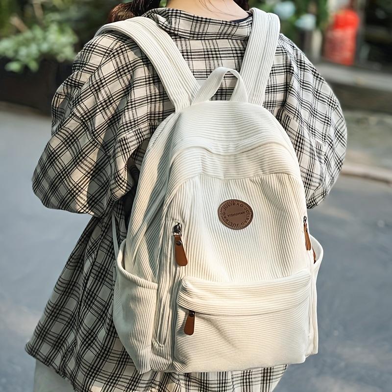 Zaino in Velluto a Coste Vintage Borsa Scolastica per Studenti