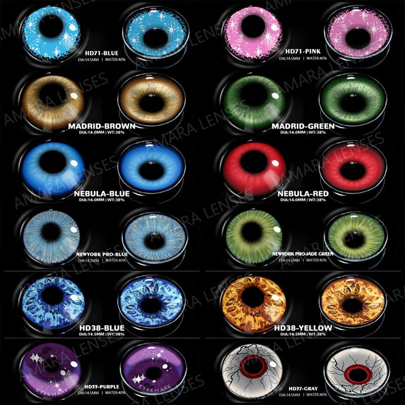 Eyeshare 1 Pair Halloween Color Contact Lenses for Eyes Red Blue Purple Lenses 14.5mm Cosplay Anime Cosmetics Makeup Colored Lenses