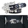 Shining Rhinestones Studded Skull Buckle Belt for Western Cowgirls Cool Blingbling PU Leather Fashion Waist Decors