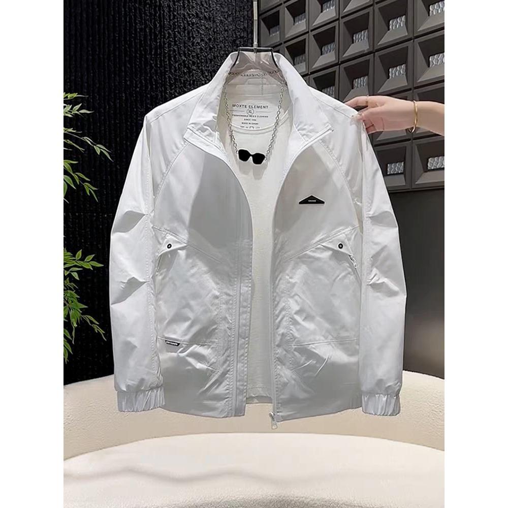Men's Casual Stand Collar Windbreaker Jacket – Versatile American Style, Perfect for Spring, Summer & Autumn.