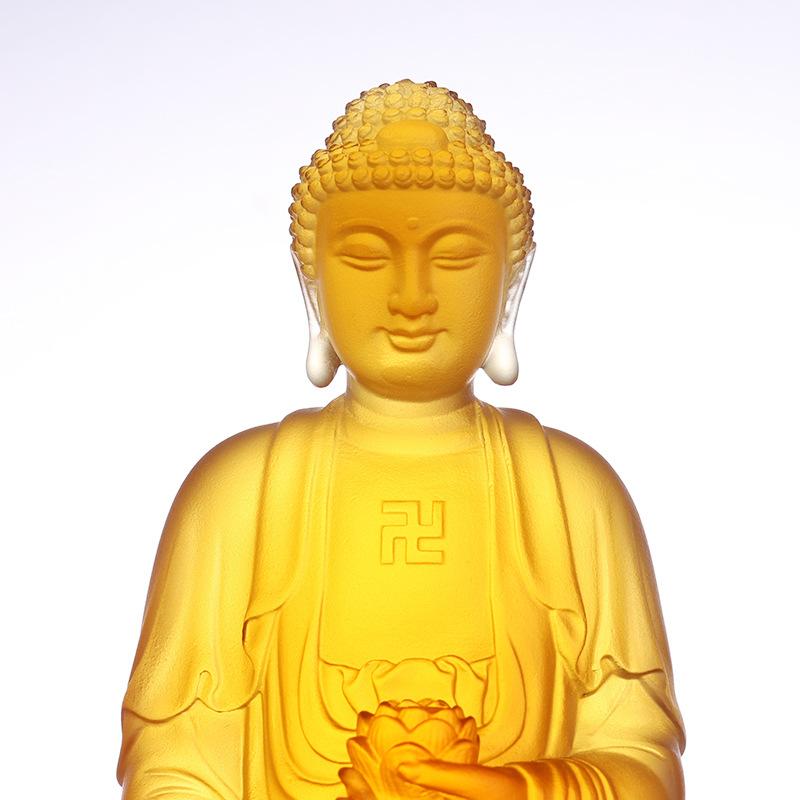 Glas Buddhistische Heilige Statue Guanyin Bodhisattva Amitabha Mahasthamaprapta Schreibtischdekorationen für Zuhause Ahnenhallen