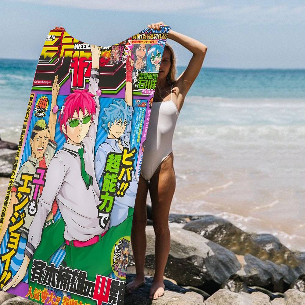 Anime Disastrous Life of Saiki Beach Towel Colorful Bath Towels for Girl Microfiber Quick Dry Sand Free Beach Yoga Spa