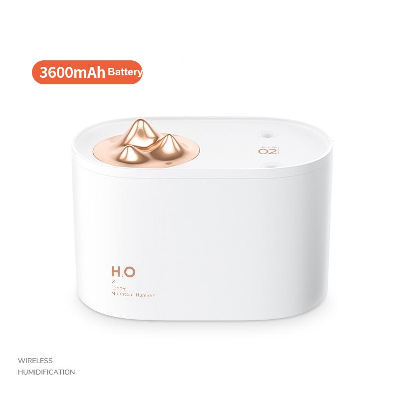 

Портативный ультразвуковой увлажнитель воздуха 1000 мл 3600 мАч USB перезаряжаемый беспроводной воздушный диффузор с двумя насадками Mountain Humidificador Aroma White