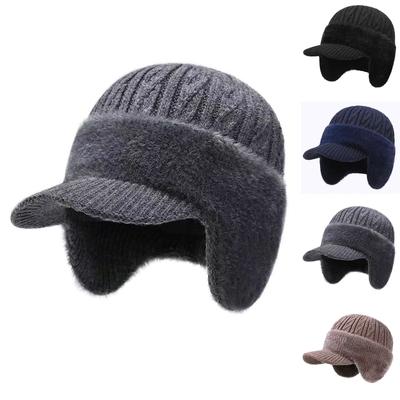 Men's Knitted Hat For Outdoor Cycling, Warm And Windproof With Velvet