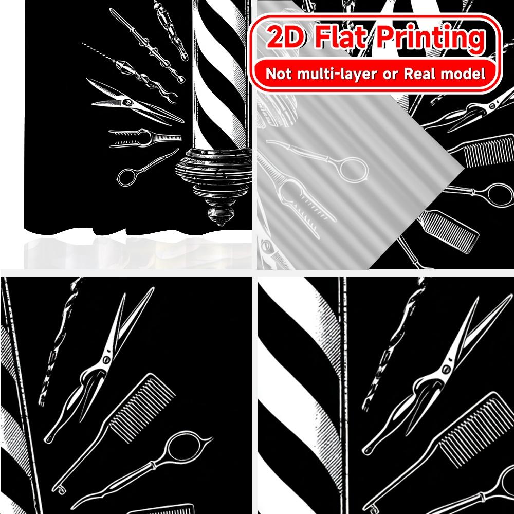 2D FLAT PRINTING 2pcs Curtains (Without Rod) Barber Tools and Pole Design Modern Fashionable Curtainments During the Saint