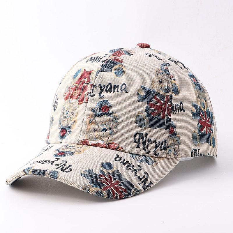 Autumn and winter new printed letter bear baseball cap European and American fashion thermal cap